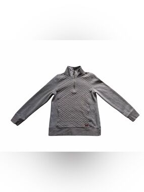 L.L. Bean Women’s Small Quilted Quarter Zip Pullover Sweatshirt Taupe Mock Neck